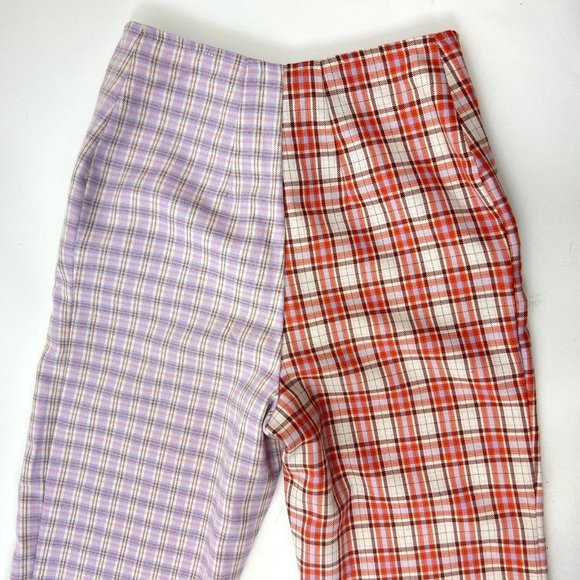 The Ragged Priest Drifter Flare Pants Size S Two Tone Plaid Zippers High Rise - Picture 10 of 13